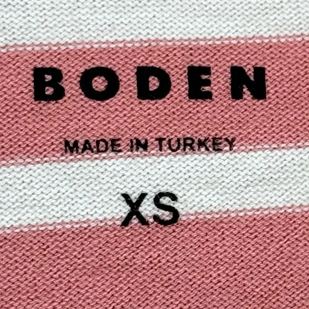 Boden Notch Collar Long Sleeve Pink & White Stripe Pullover Top Shirt. NWOT. XS. - Picture 6 of 8